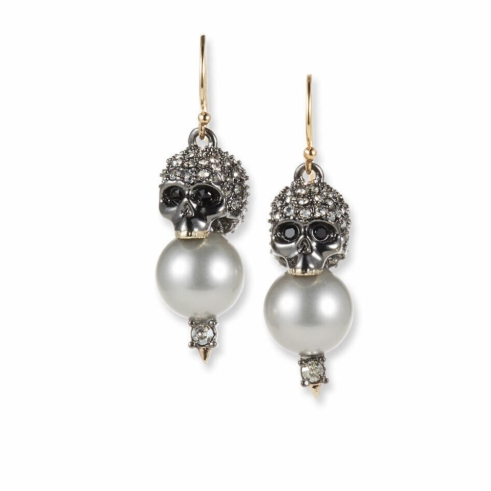 Alexis Bittar Silver and Gold Skull Earrings